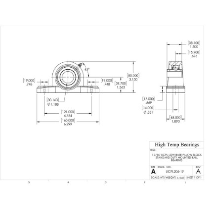 Picture of 1-3/16" Set Screw Mounted Low Base Pillow Block Bearing