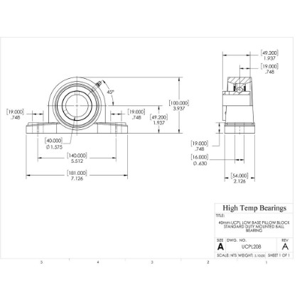 Picture of 40mm Set Screw Mounted Low Base Pillow Block Bearing