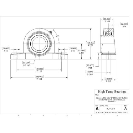 Picture of 55mm Set Screw Mounted Low Base Pillow Block Bearing