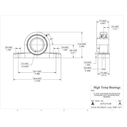 Picture of 3" Set Screw Mounted Low Base Pillow Block Bearing