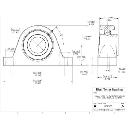 Picture of 100mm Medium Duty Mounted Pillow Block Bearing