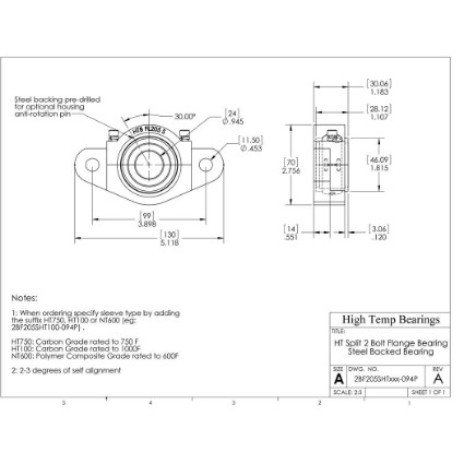 Picture of 15/16" Split 2 Bolt Flange Mounted 750 °F Carbon Bearing