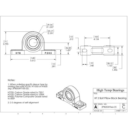 Picture of 25mm 1000 °F Carbon Pillow Block Bearing