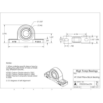 Picture of 15/16" 750 °F Carbon Pillow Block Bearing