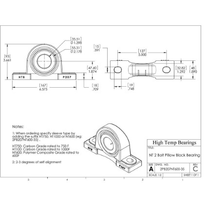 Picture of 35mm 500 °F PTFE Pillow Block Bearing