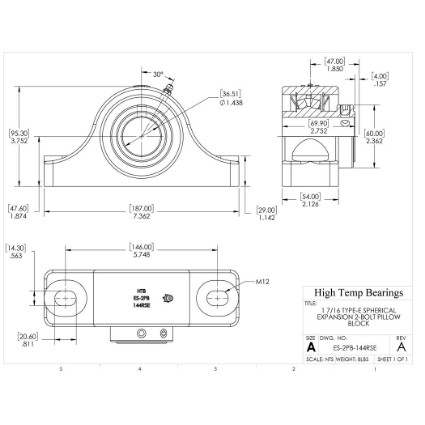 Picture of 1-7/16" Type E Expansion 2 Bolt Pillow Block Heavy Duty Bearing
