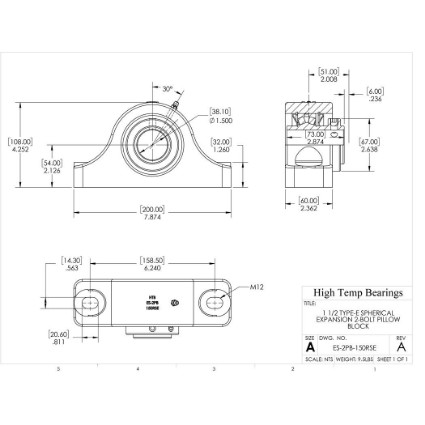 Picture of 1-1/2" Type E Expansion 2 Bolt Pillow Block Heavy Duty Bearing
