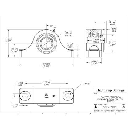 Picture of 1-3/4" Type E Expansion 2 Bolt Pillow Block Heavy Duty Bearing
