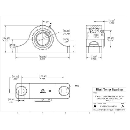 Picture of 50mm Type E Non Expansion 2 Bolt Pillow Block Heavy Duty Bearing