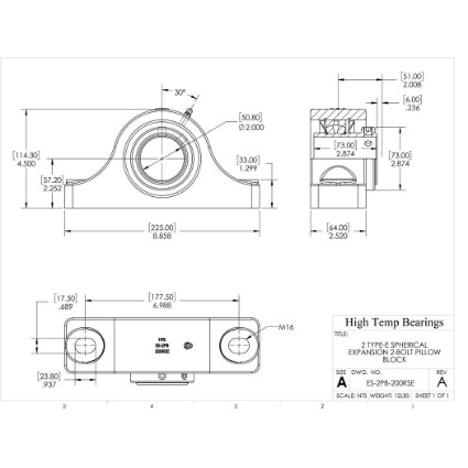 Picture of 2" Type E Expansion 2 Bolt Pillow Block Heavy Duty Bearing