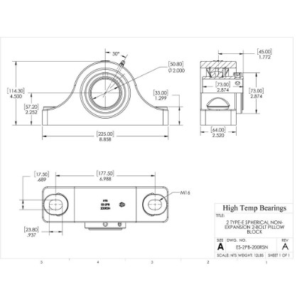 Picture of 2" Type E Non Expansion 2 Bolt Pillow Block Heavy Duty Bearing