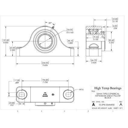 Picture of 55mm Type E Expansion 2 Bolt Pillow Block Heavy Duty Bearing