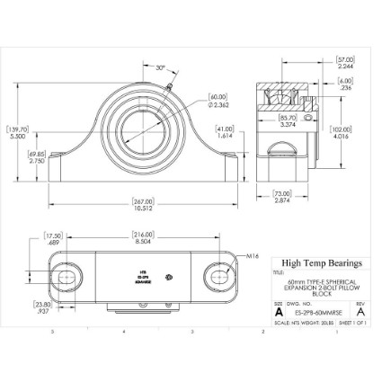 Picture of 60mm Type E Expansion 2 Bolt Pillow Block Heavy Duty Bearing