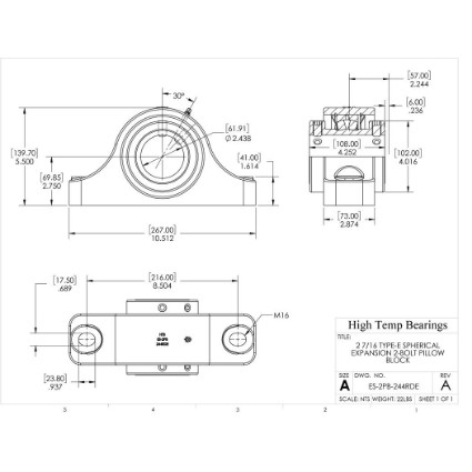 Picture of 2-7/16" Type E Double Locking Expansion 2 Bolt Pillow Block Heavy Duty Bearing