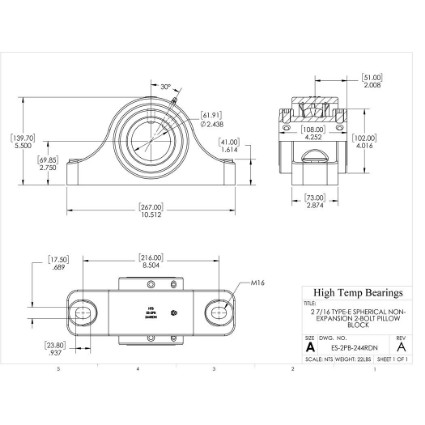 Picture of 2-7/16" Type E Double Locking Non-Expansion 2 Bolt Pillow Block Heavy Duty Bearing