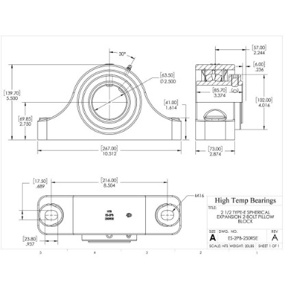 Picture of 2-1/2" Type E Expansion 2 Bolt Pillow Block Heavy Duty Bearing