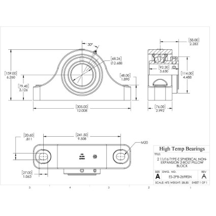 Picture of 2-11/16" Type E Non Expansion 2 Bolt Pillow Block Heavy Duty Bearing