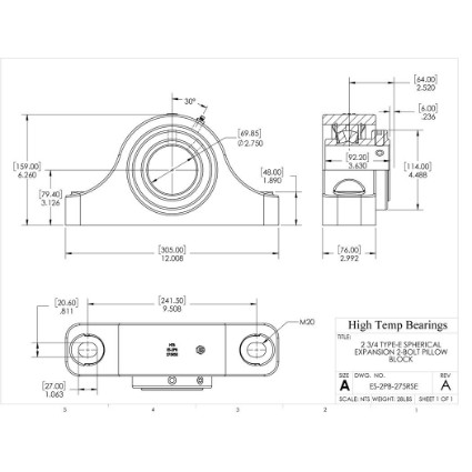 Picture of 2-3/4" Type E Expansion 2 Bolt Pillow Block Heavy Duty Bearing