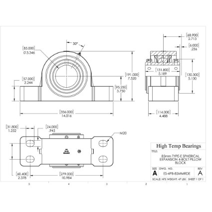 Picture of 85mm Type E Double Locking Expansion 4 Bolt Pillow Block Heavy Duty Bearing