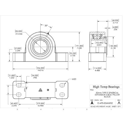 Picture of 85mm Type E Expansion 4 Bolt Pillow Block Heavy Duty Bearing