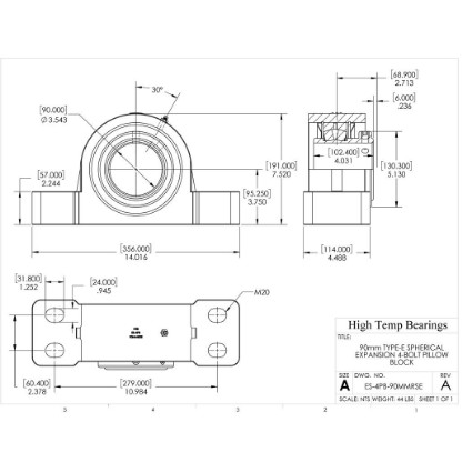 Picture of 90mm Type E Expansion 4 Bolt Pillow Block Heavy Duty Bearing