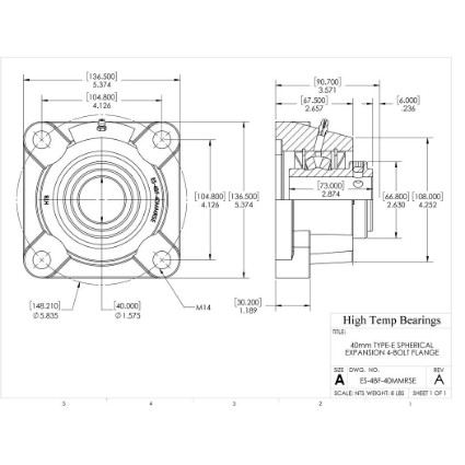 Picture of 40mm Type E Expansion 4 Bolt Flange Heavy Duty Bearing