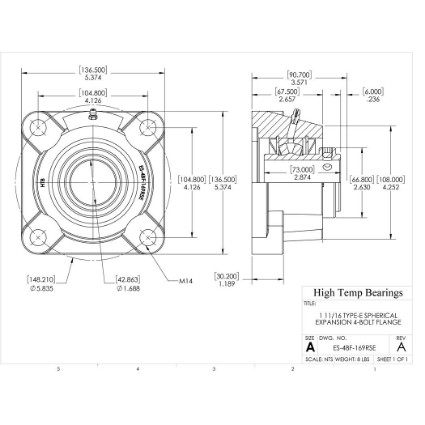 Picture of 1-11/16" Type E Expansion 4 Bolt Flange Heavy Duty Bearing