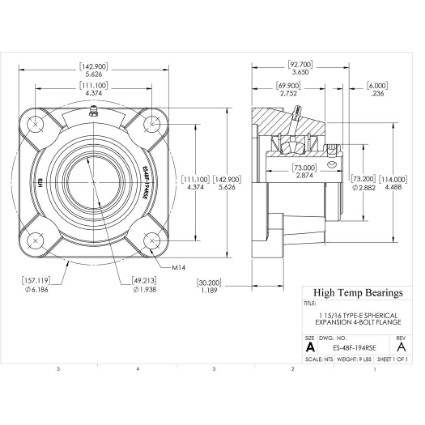 Picture of 1-15/16" Type E Expansion 4 Bolt Flange Heavy Duty Bearing