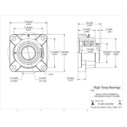 Picture of 55mm Type E Expansion 4 Bolt Flange Heavy Duty Bearing
