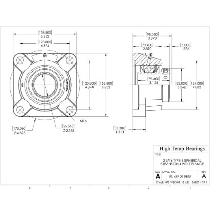 Picture of 2-3/16" Type E Expansion 4 Bolt Flange Heavy Duty Bearing