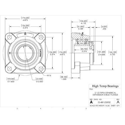Picture of 2-1/2" Type E Expansion 4 Bolt Flange Heavy Duty Bearing