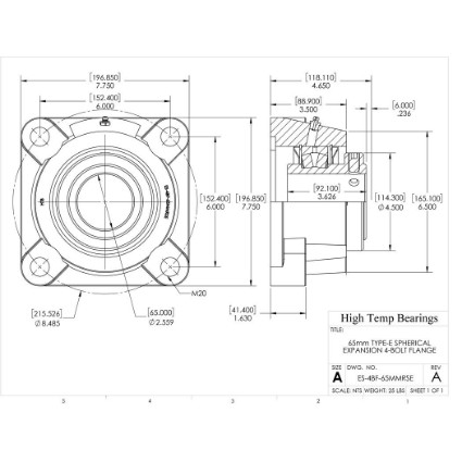 Picture of 65mm Type E Expansion 4 Bolt Flange Heavy Duty Bearing