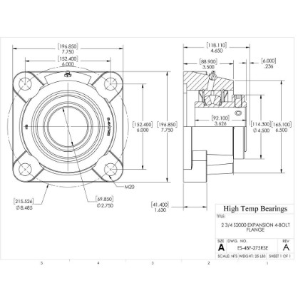 Picture of 2-3/4" Type E Expansion 4 Bolt Flange Heavy Duty Bearing