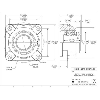 Picture of 2-15/16" Type E Expansion 4 Bolt Flange Heavy Duty Bearing