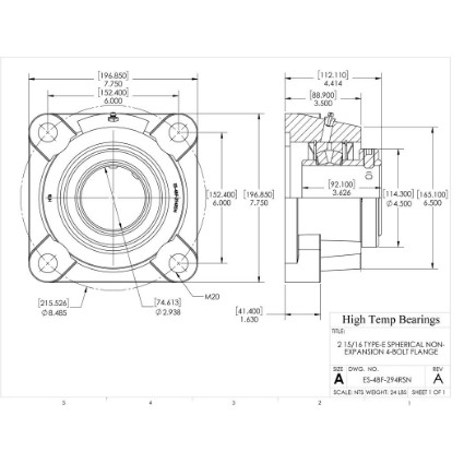 Picture of 2-15/16" Type E Non Expansion 4 Bolt Flange Heavy Duty Bearing