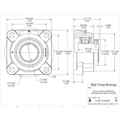 Picture of 75mm Type E Expansion 4 Bolt Flange Heavy Duty Bearing