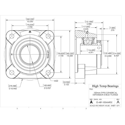 Picture of 100mm Type E Expansion 4 Bolt Flange Heavy Duty Bearing