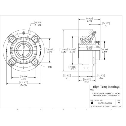 Picture of 1-7/16" Type E Non Expansion Piloted Flange Heavy Duty Bearing