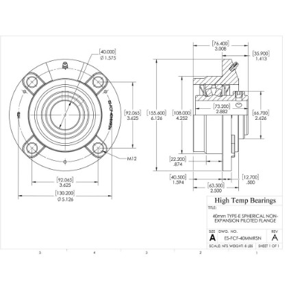 Picture of 40mm Type E Non Expansion Piloted Flange Heavy Duty Bearing