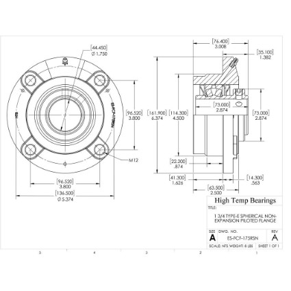 Picture of 1-3/4" Type E Non Expansion Piloted Flange Heavy Duty Bearing