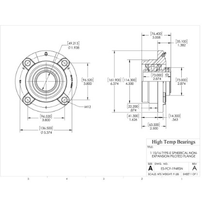 Picture of 1-15/16" Type E Non Expansion Piloted Flange Heavy Duty Bearing