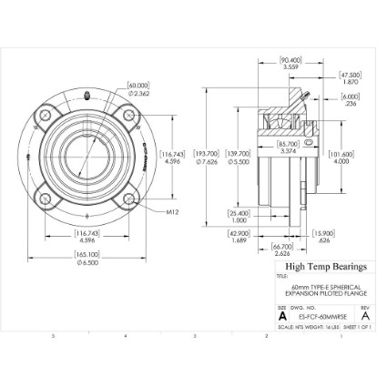Picture of 60mm Type E Expansion Piloted Flange Heavy Duty Bearing
