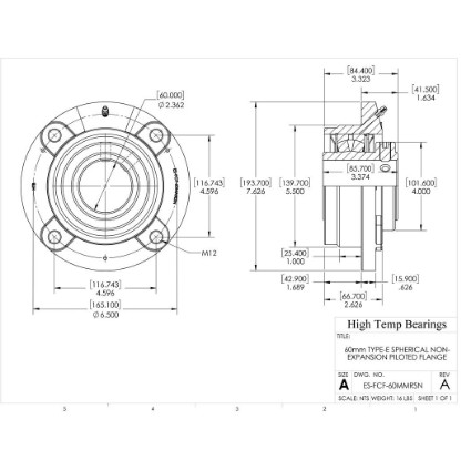 Picture of 60mm Type E Non Expansion Piloted Flange Heavy Duty Bearing