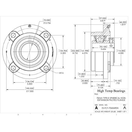 Picture of 70mm Type E Non Expansion Piloted Flange Heavy Duty Bearing