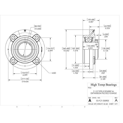 Picture of 3-1/2" Type E Expansion Piloted Flange Heavy Duty Bearing