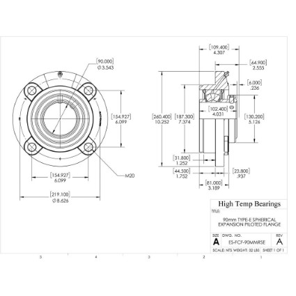 Picture of 90mm Type E Expansion Piloted Flange Heavy Duty Bearing