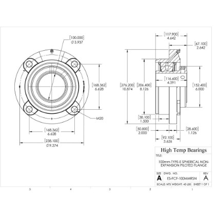 Picture of 100mm Type E Non Expansion Piloted Flange Heavy Duty Bearing