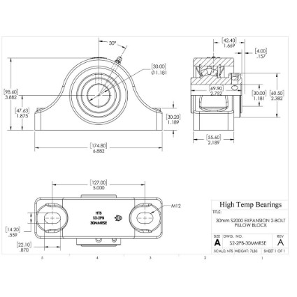 Picture of 30mm S2000 Expansion 2 Bolt Pillow Block Heavy Duty Bearing
