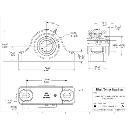 Picture of 35mm S2000 Expansion 2 Bolt Pillow Block Heavy Duty Bearing
