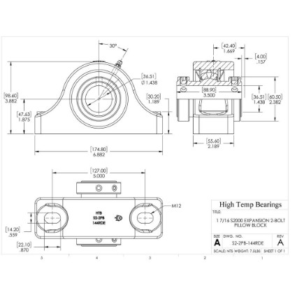 Picture of 1-7/16" S2000 Double Locking Expansion 2 Bolt Pillow Block Heavy Duty Bearing